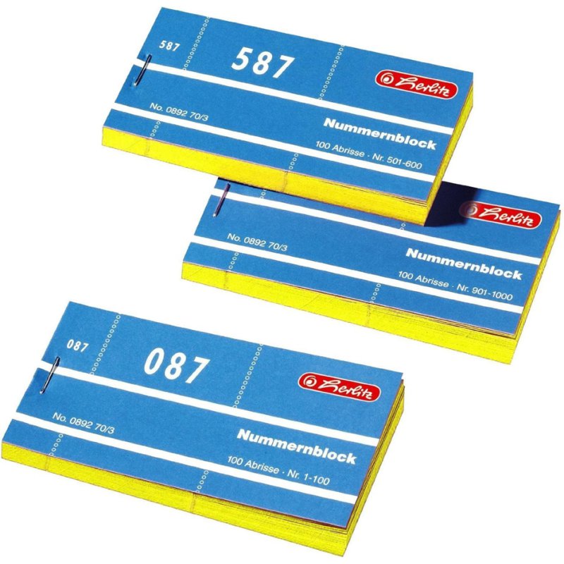 herlitz nummerblok, nummers 1-1000, 100 vel per blok, 10 stuks