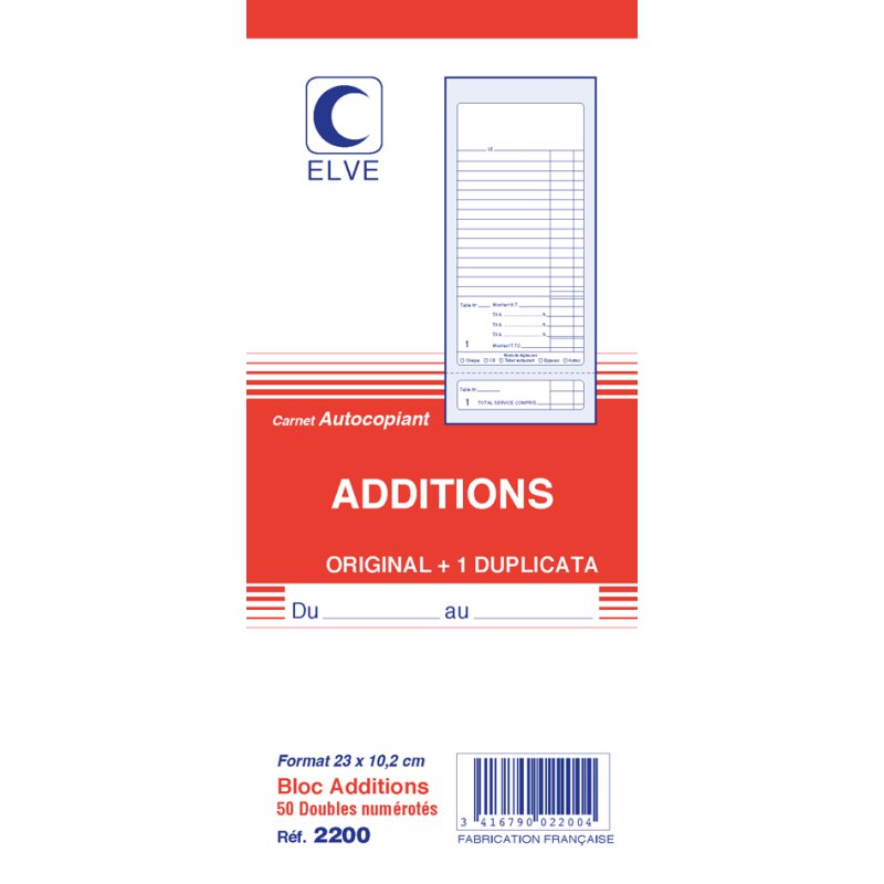 ELVE bloc manifold extension, 235×102 mm, recto-verso, 50 feuilles