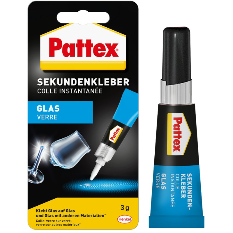 Pattex colle instantanée verre liquide, tube 3 g, collage invisible