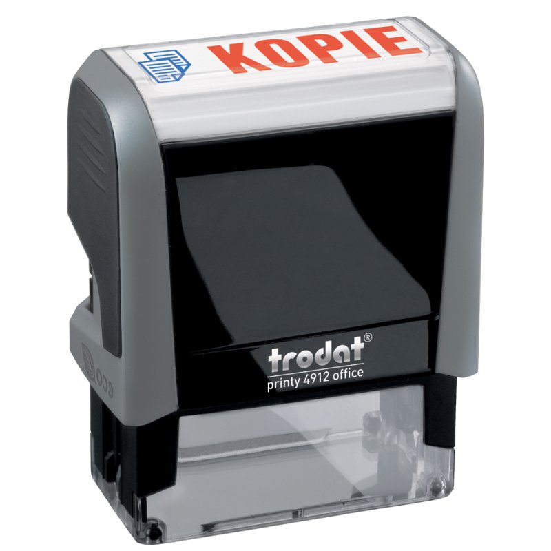 trodat tekststempel Office Printy 4.0 Afgehandeld, zelfinkleurend, 42×12 mm, blauw/rood