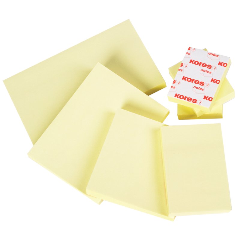 Kores notitieblok, 100 × 75 mm, blanco, geel, 100 vel