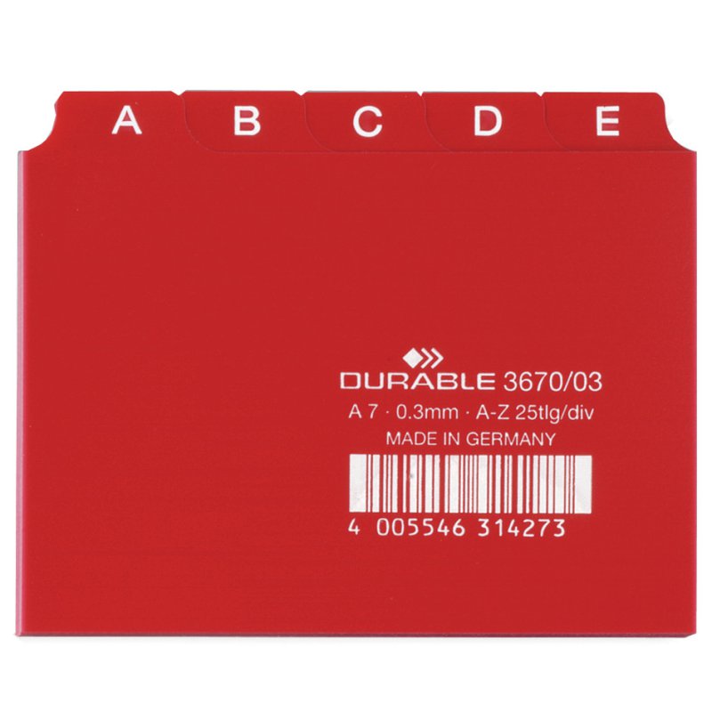 DURABLE indexwijzers A-Z, kunststof, A7-formaat, wit, 25 delen