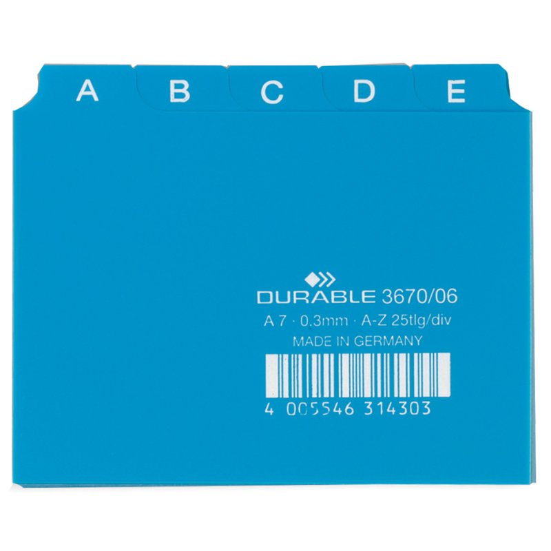 DURABLE indexwijzers A-Z, kunststof, A7-formaat, wit, 25 delen