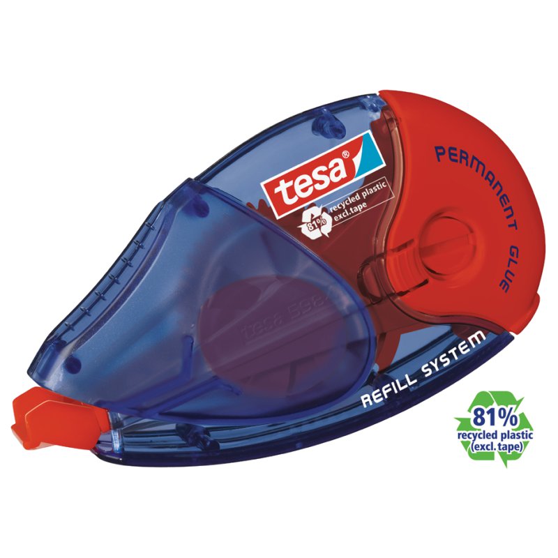 tesa ecoLogo cartouche de recharge colle permanente, 8,4 mm × 14 m, rouge