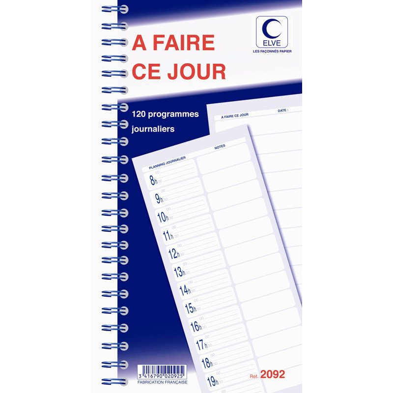 ELVE spiraalgebonden agenda 120 programma's, wit, dag per dag, 297×140 mm