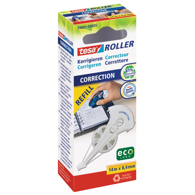 tesa recharges de correcteur, 4,2 mm × 14 m, blanc, 2 pièces