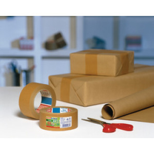 tesa verpakkingstape papier ecoLogo, bruin, 50 mm × 50 m, 6 stuks