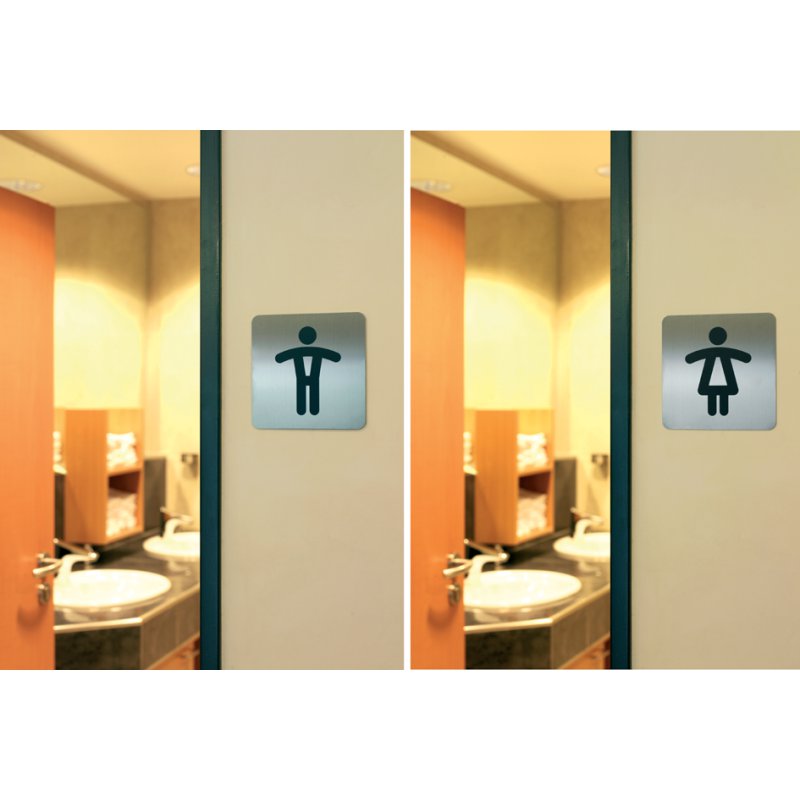 DURABLE pictogram WC heren, vierkant, RVS, 150×150 mm