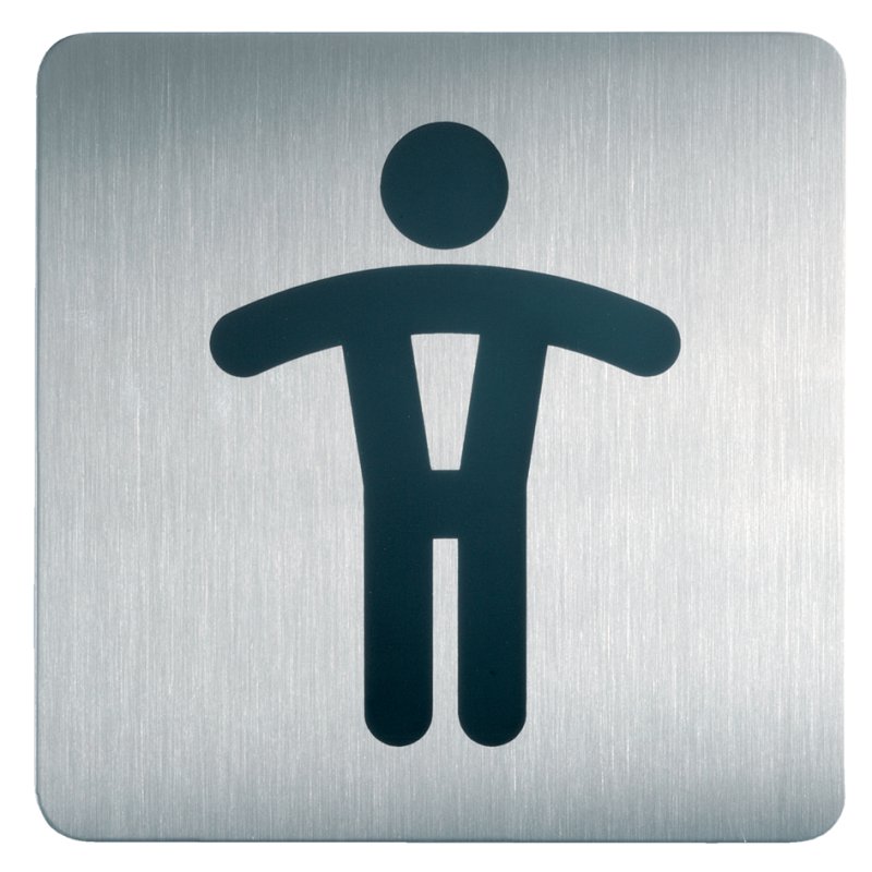 DURABLE pictogram WC heren, vierkant, RVS, 150×150 mm