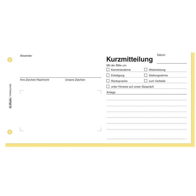 herlitz formulierenboek Beknopte notities, zelfkopiërend, 210×105 mm, 2×40 vel