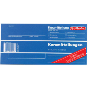 herlitz formulierenboek Beknopte notities, 1/3 liggend A4, 210×105 mm, 50 vel