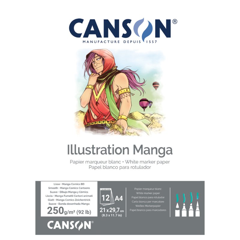 CANSON bloc à croquis Illustration Manga, A3, 250 grammes, 12 feuilles