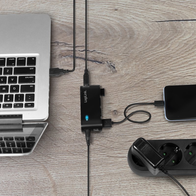 LogiLink Hub USB 2.0 avec alimentation, 4 ports, noir