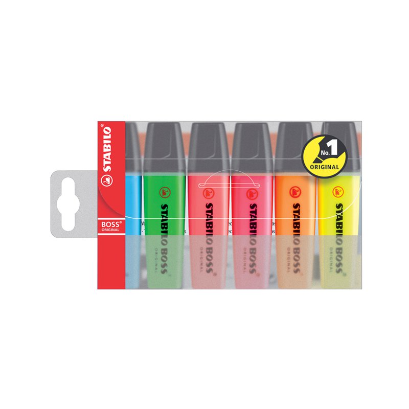 STABILO surligneurs BOSS ORIGINAL, rechargeables, 6 pièces, couleurs assorties