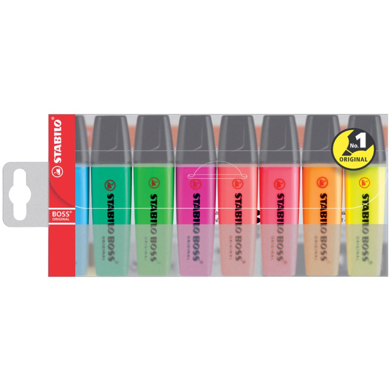 STABILO surligneurs BOSS ORIGINAL, rechargeables, 6 pièces, couleurs assorties