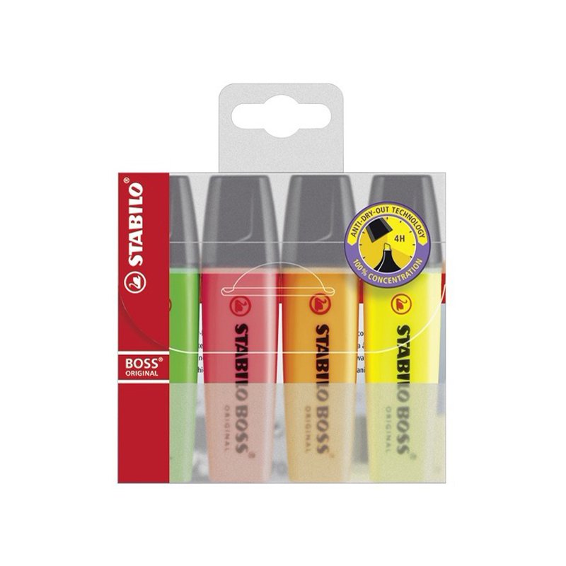 STABILO surligneurs BOSS ORIGINAL, rechargeables, 6 pièces, couleurs assorties