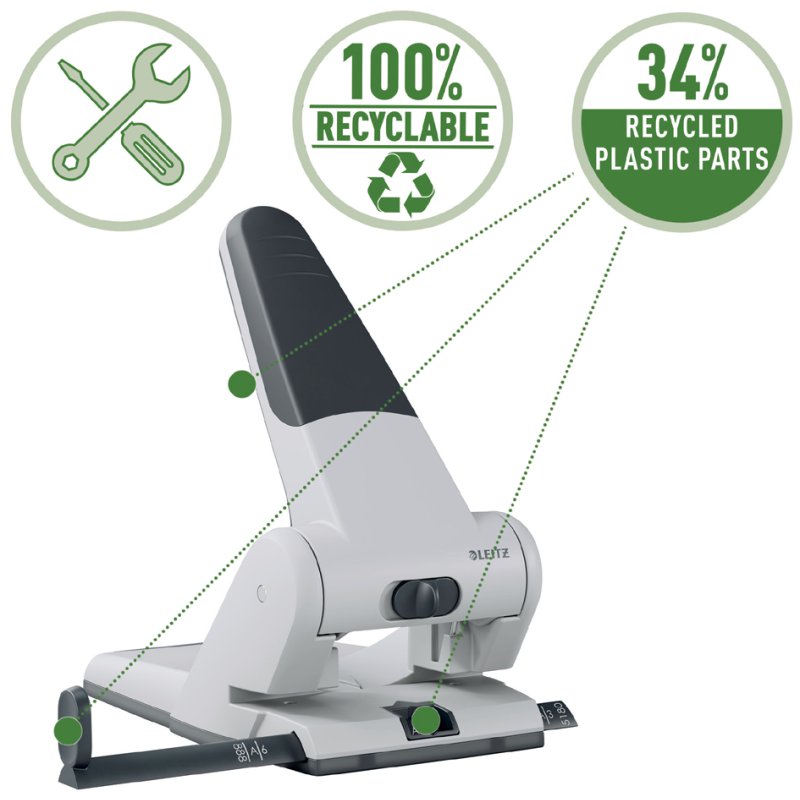 LEITZ perforator 5180, zwart, 65 vel, 80 mm