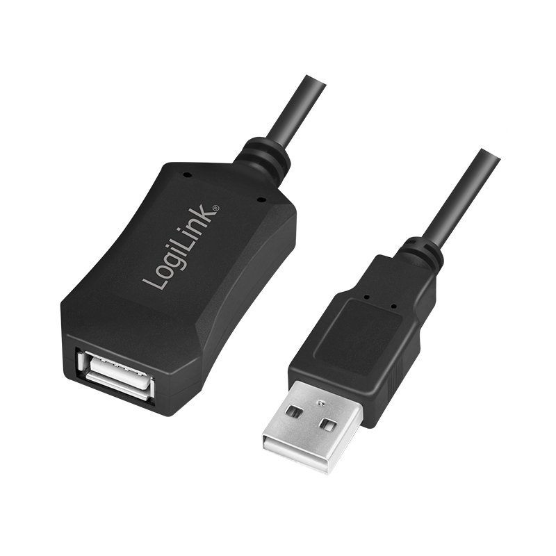 LogiLink Câble USB 2.0 actif rallongé, 5 mètres, noir