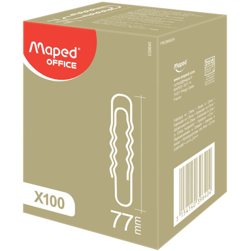 Maped paperclips golfvorm, vernikkeld, 50 mm, 100 stuks