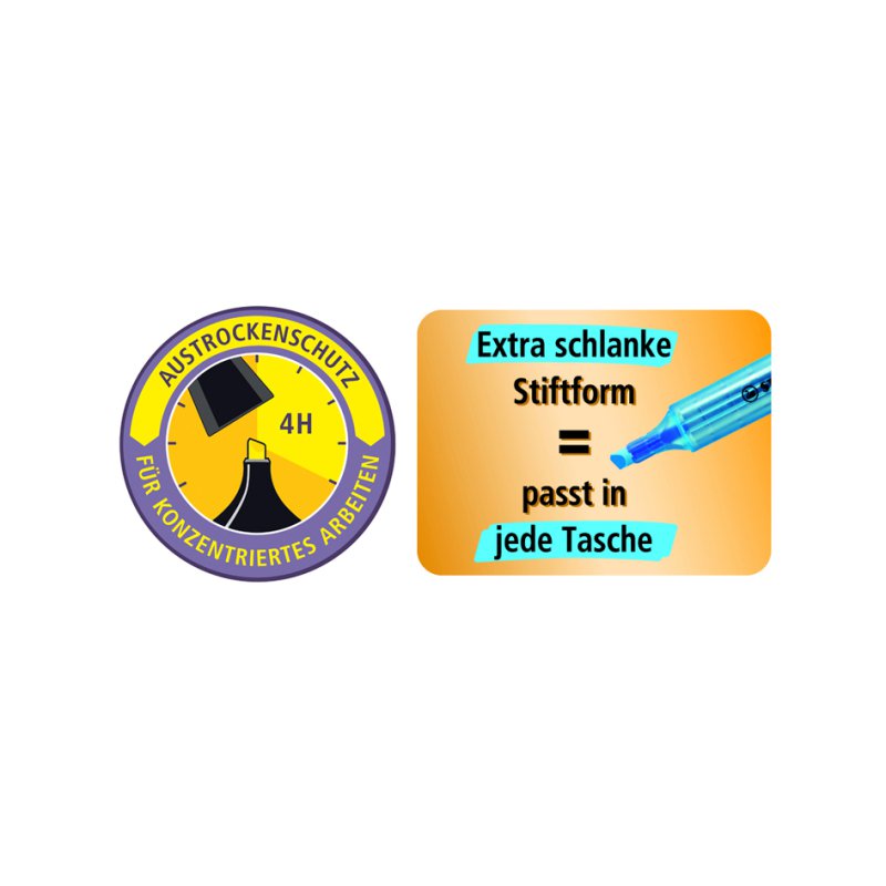 STABILO surligneurs swing cool, 4 pièces, jaune/bleu/vert/rose