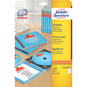 AVERY Zweckform CD-inleggers voor jewel cases, wit, 151×118 mm, 25 stuks