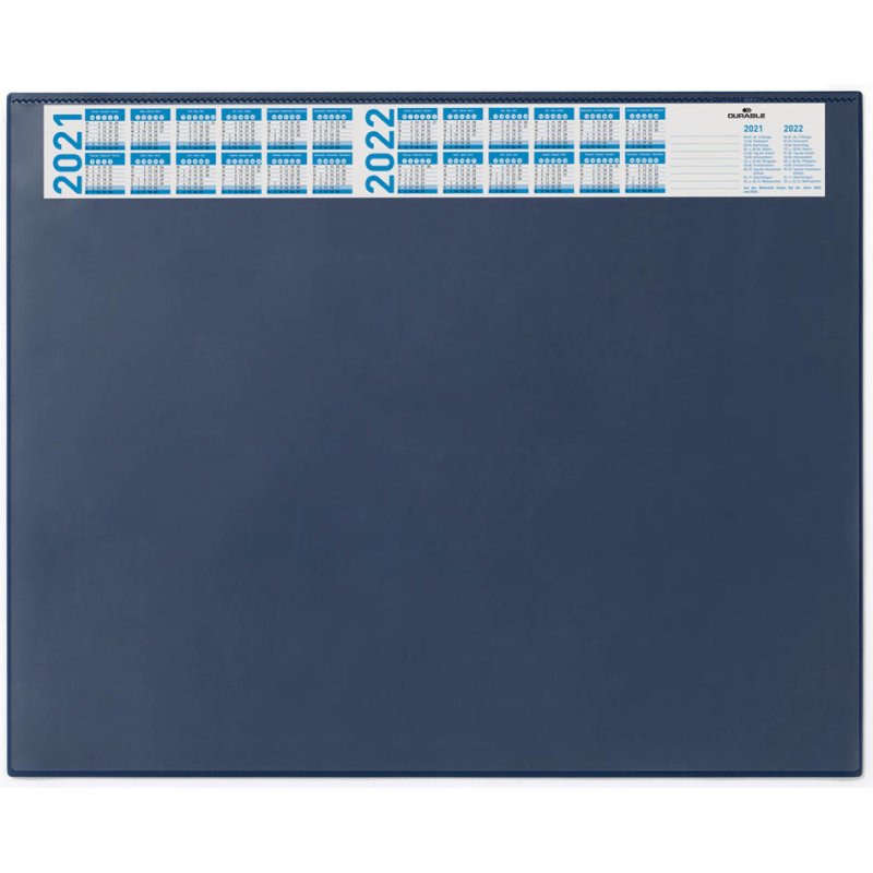 DURABLE sous-main avec calendrier annuel, bleu foncé, 65×52 cm