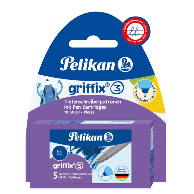 Pelikan griffix cartouches de rechange pour stylos plume, bleu, 5 pièces
