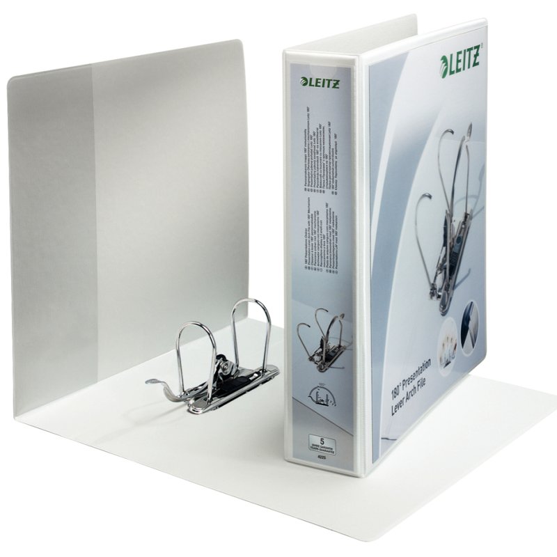 LEITZ chemise de présentation 180 degrés, A4 extra-large, blanc, 65 mm
