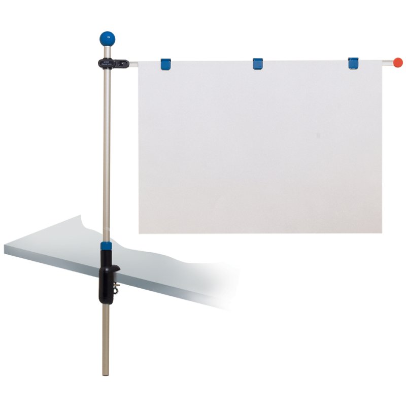 MAUL planhouder met zwenkarm en klemvoet, grijs, DIN A1, uitschuifbaar tot 1200 mm