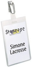 DURABLE naambadge met clip, transparant, 60×90 mm, 25 stuks