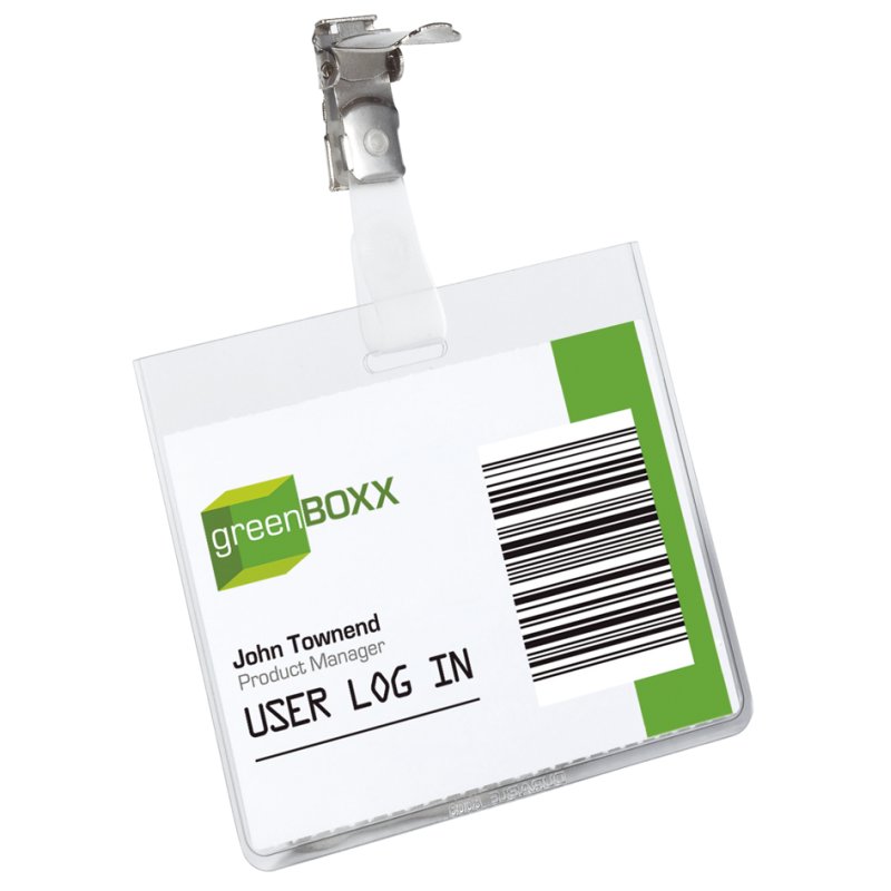 DURABLE badge avec clip, haut fermé, 90×60 mm, 25 pièces