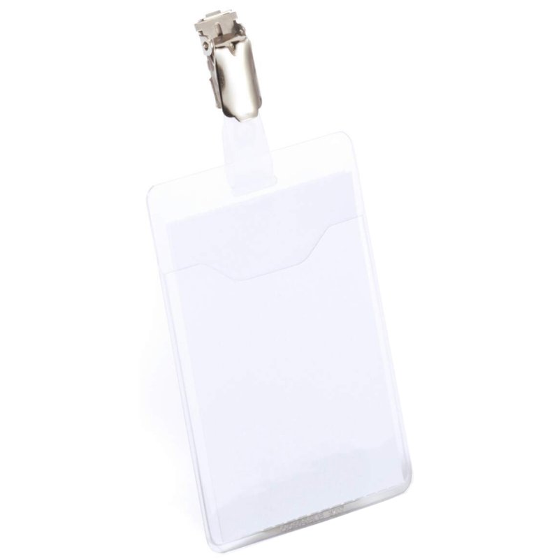 DURABLE plaque de nom format debout avec pince, transparent, 70×105 mm, 25 pcs