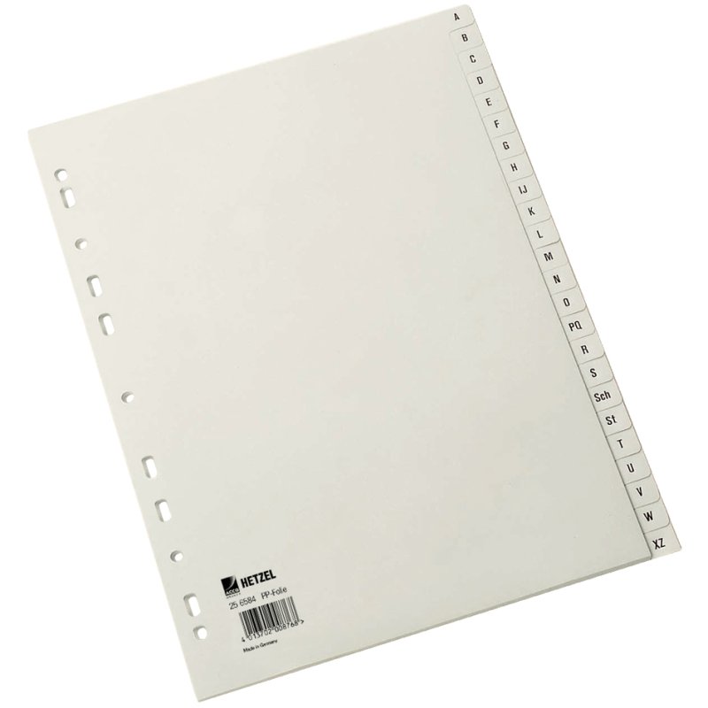 HETZEL intercalaires plastique A-Z, A4, gris, 24 pièces