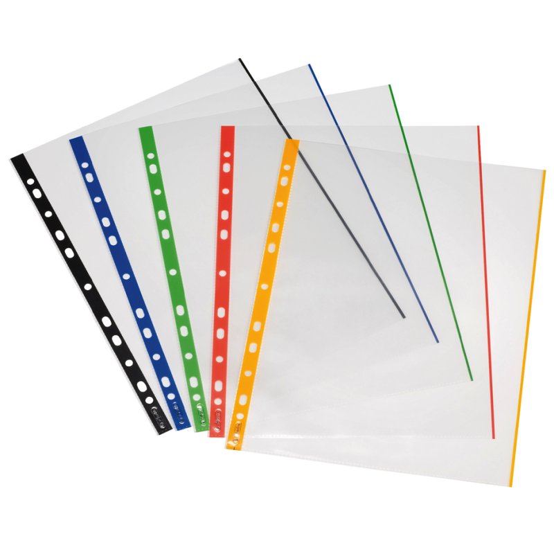 herlitz product folders A4, transparent with coloured border, 50 pieces