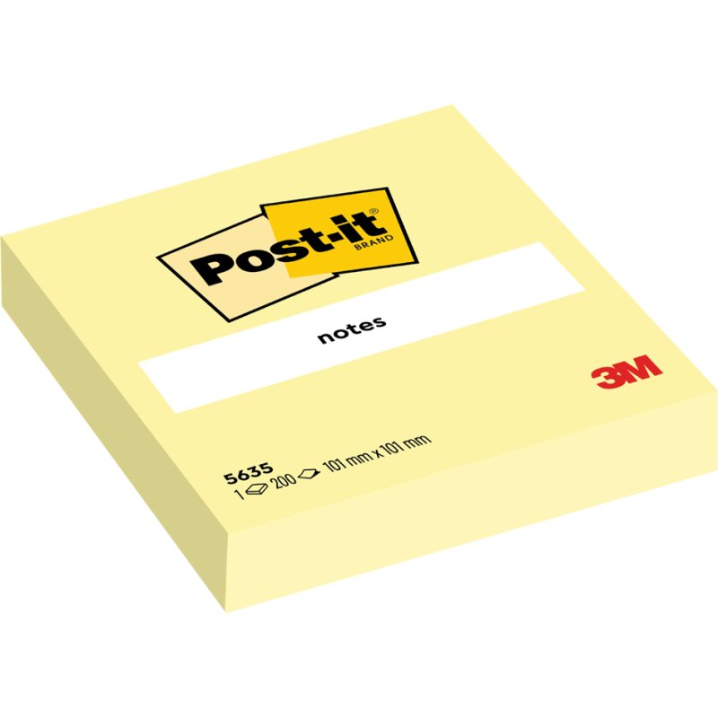 Post-it zelfklevende notitieblokken XL, 100×100 mm, geel, 200 vel