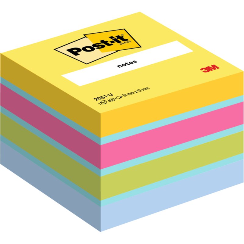 Post-it Bloc-notes adhésif Mini, 51×51 mm, teintes rose/orange, 400 feuilles