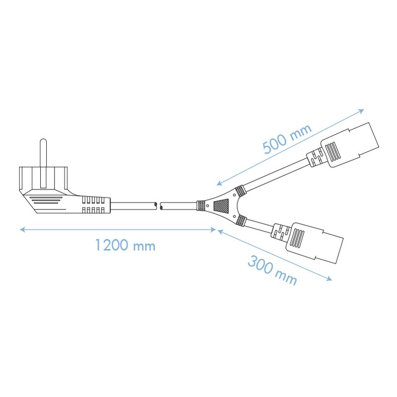 LogiLink Y-stroomkabel, geaard naar 2x apparaatstekkers, zwart, 1,5 m