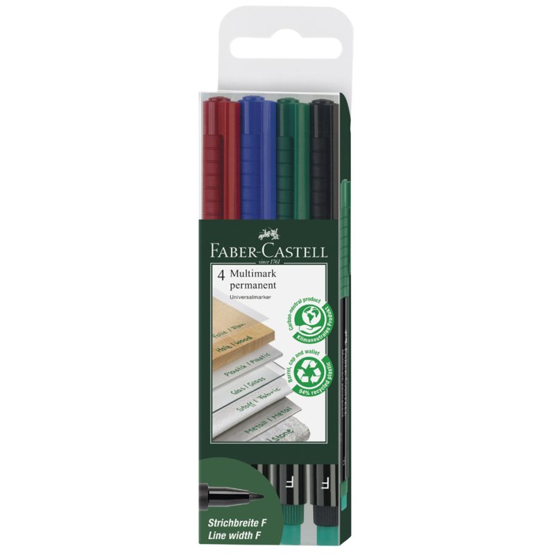 Faber-Castell marqueurs permanents MULTIMARK F, pointe fine 0,6 mm, multicolore, 8 pièces