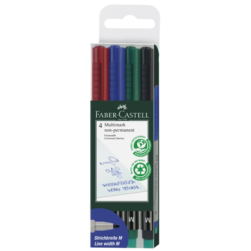 Faber-Castell CD/DVD markers OHP-CD-PLUS, non-permanent, 0.4 mm, pack of 4