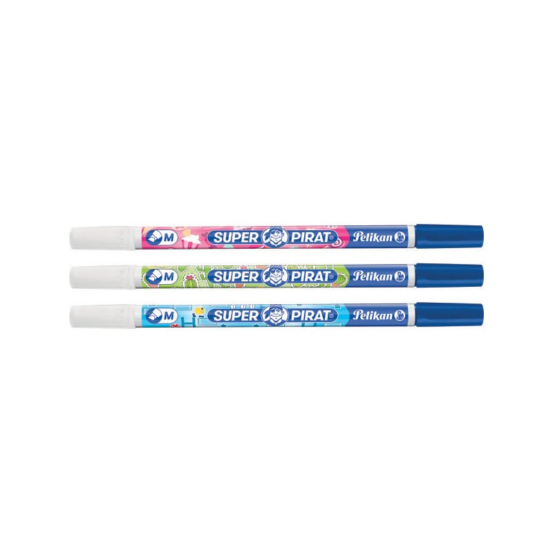 Pelikan gomme à encre Super Pirat 850BP, deux pointes, bleu royal, 50 pièces