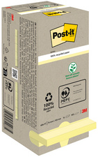 Post-it plaknotities gerecycled, 127×76 mm, geel, 16 stuks
