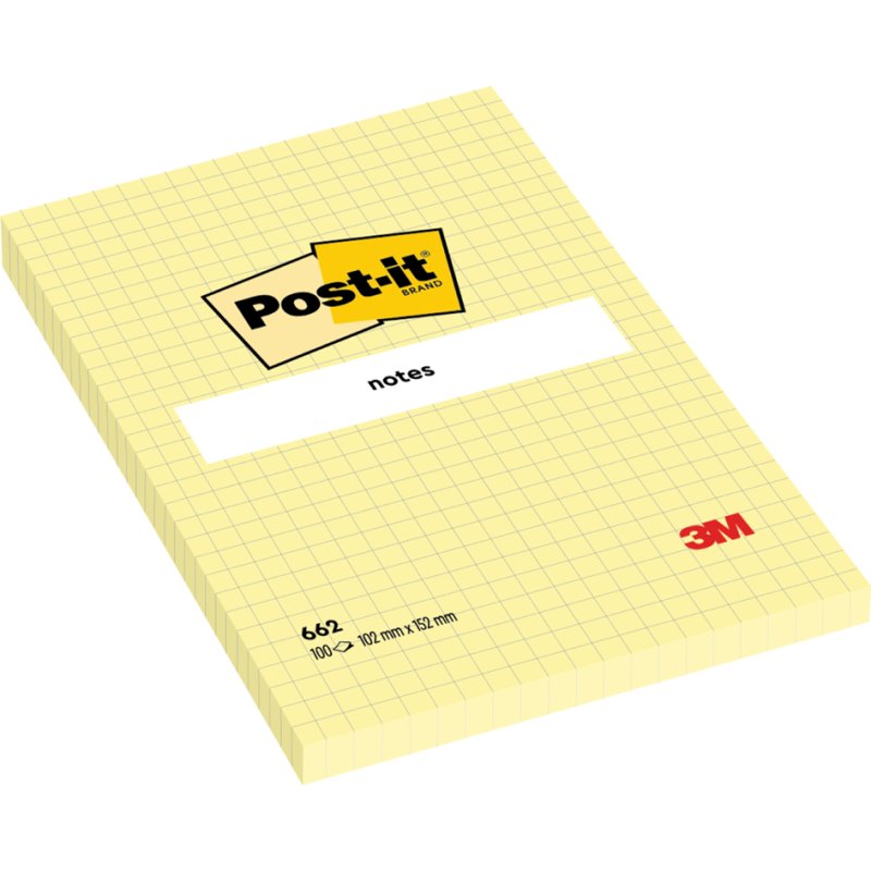 Post-it Notes adhésives 660, lignées, 102×152 mm, jaune