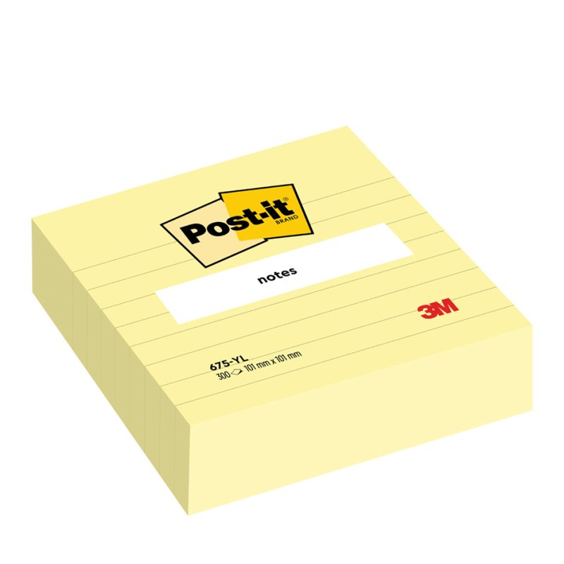 Post-it Notes adhésives 660, lignées, 102×152 mm, jaune