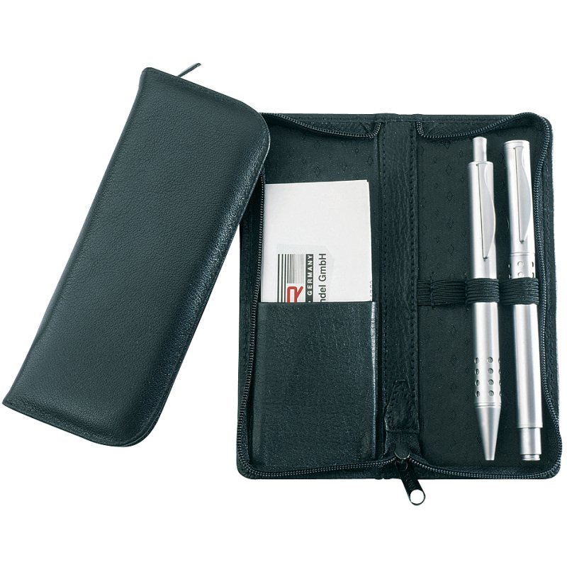 Alassio étui à stylos pour 3 instruments d'écriture, cuir, noir, 160×70×25 mm
