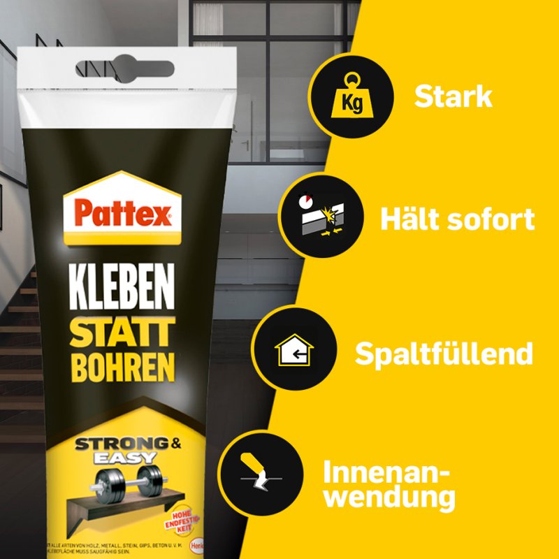 Pattex Kleben statt Bohren montagelijm, oplosmiddelvrij, 50 g, wit