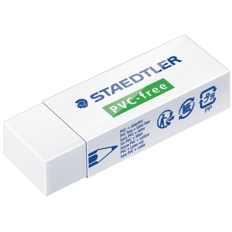 STAEDTLER gomme sans PVC, blanc, avec étui coulissant