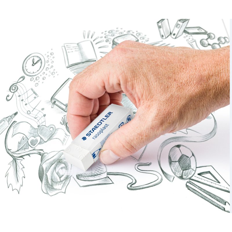 STAEDTLER gomme sans PVC, blanc, avec étui coulissant