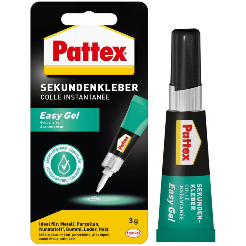 Pattex secondelijm Easy Gel, ne coule pas, corrigible, 3 g