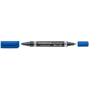 STAEDTLER Lumocolor permanente marker duo, navulbaar, blauw, 0,6 mm en 1,5 mm