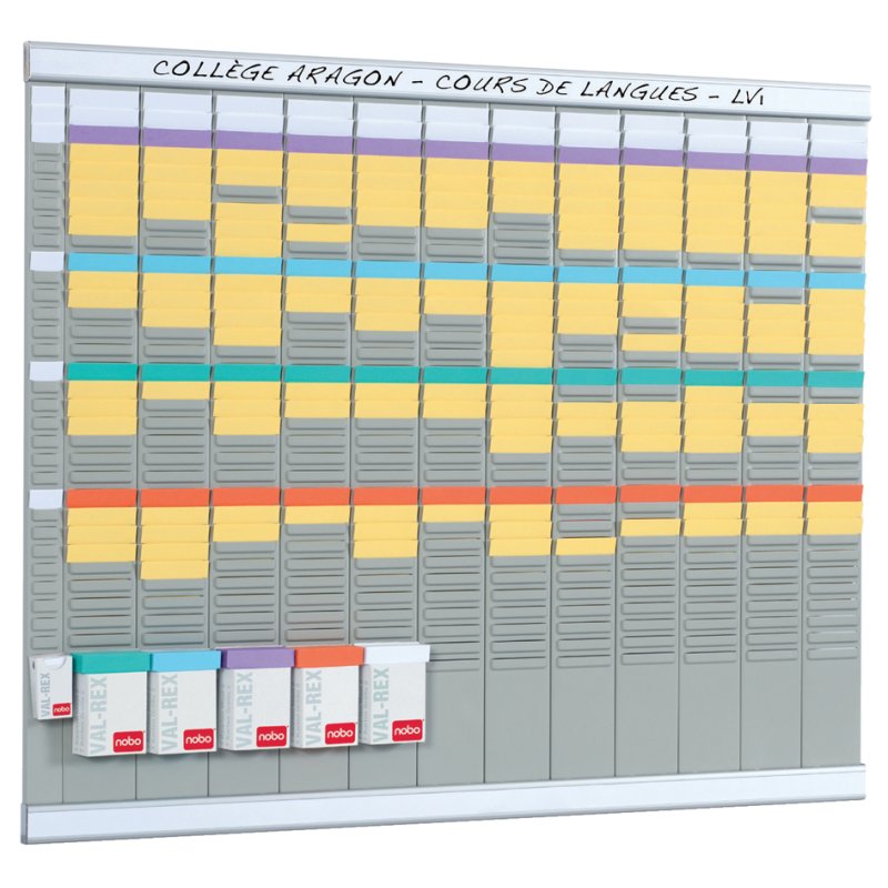 nobo Planificateur annuel, gris, 660 × 772 mm, incluant cartes T et fixation murale